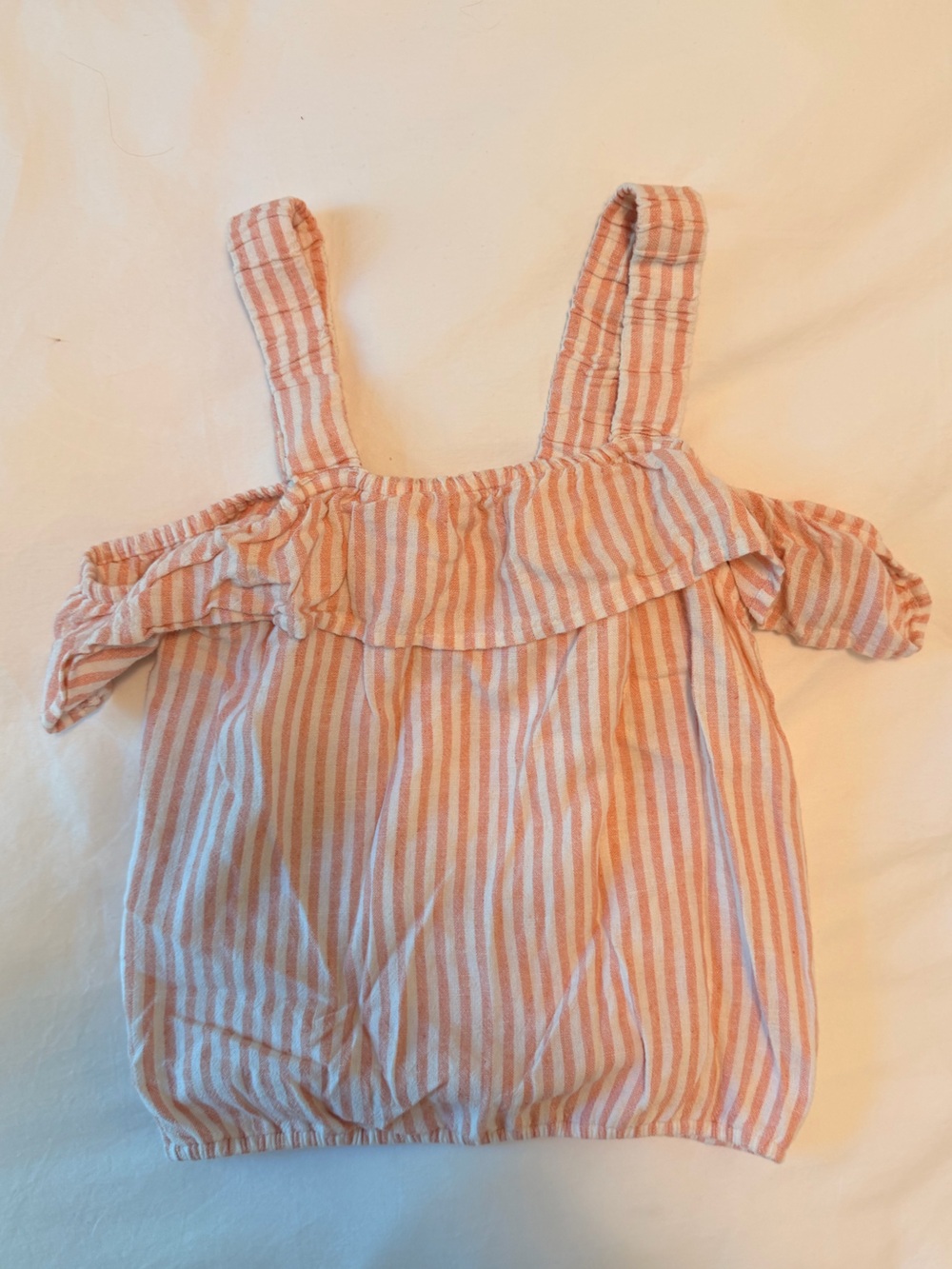 abercrombie kids Peach and White Striped off the shoulder top